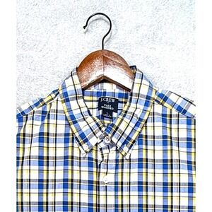 J. Crew, Men's Slim Flex Washed, Button Down Shirt, Blue/Yellow Plaid, Sz‎ L